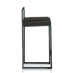 Dodo black home sgabello pelle sintetica nera struttura metallo nero opaco cm h77 l41 p41 p.39