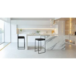 Dodo black home sgabello pelle sintetica nera struttura metallo nero opaco cm h77 l41 p41 p.39