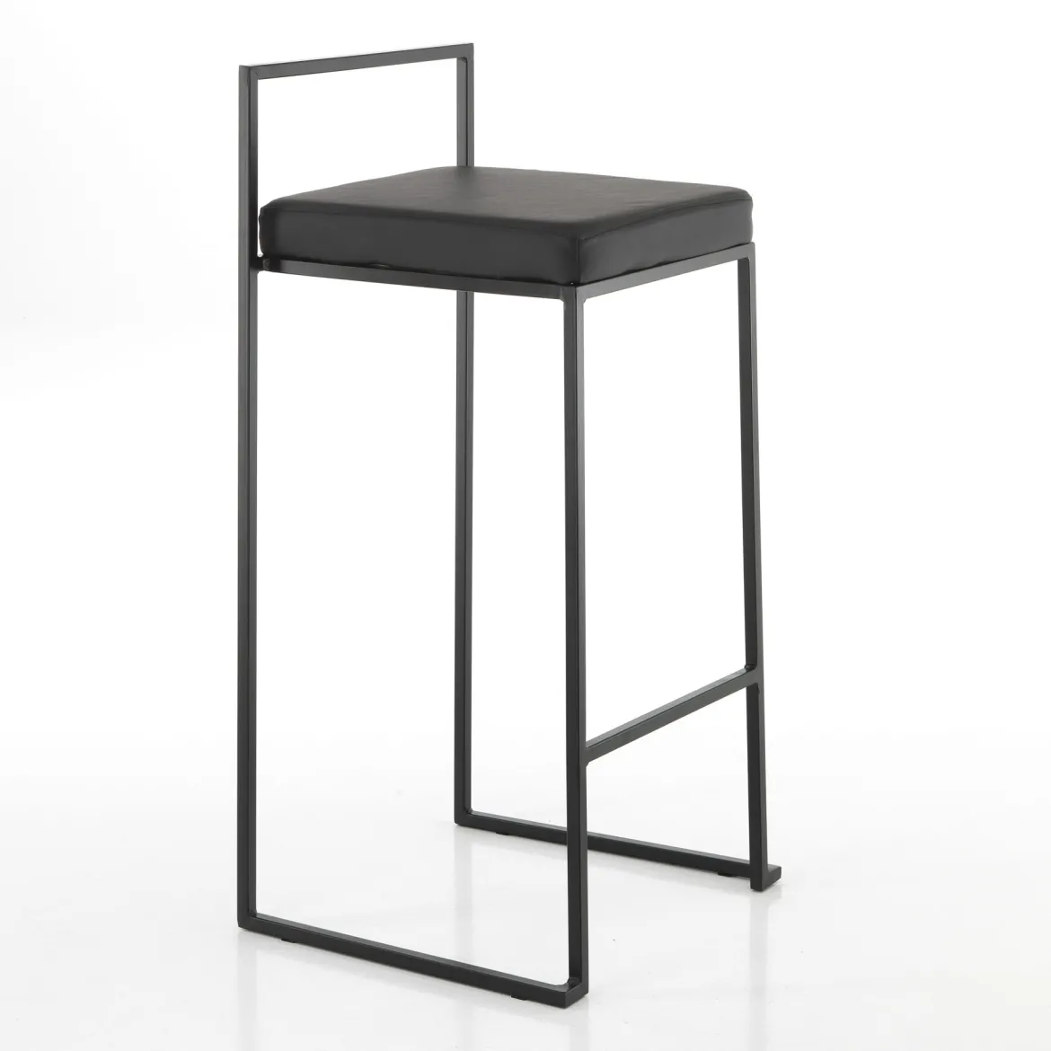 Dodo black sgabello in pelle sintetica nera e metallo verniciato nero opaco 41x41xh88 cm
