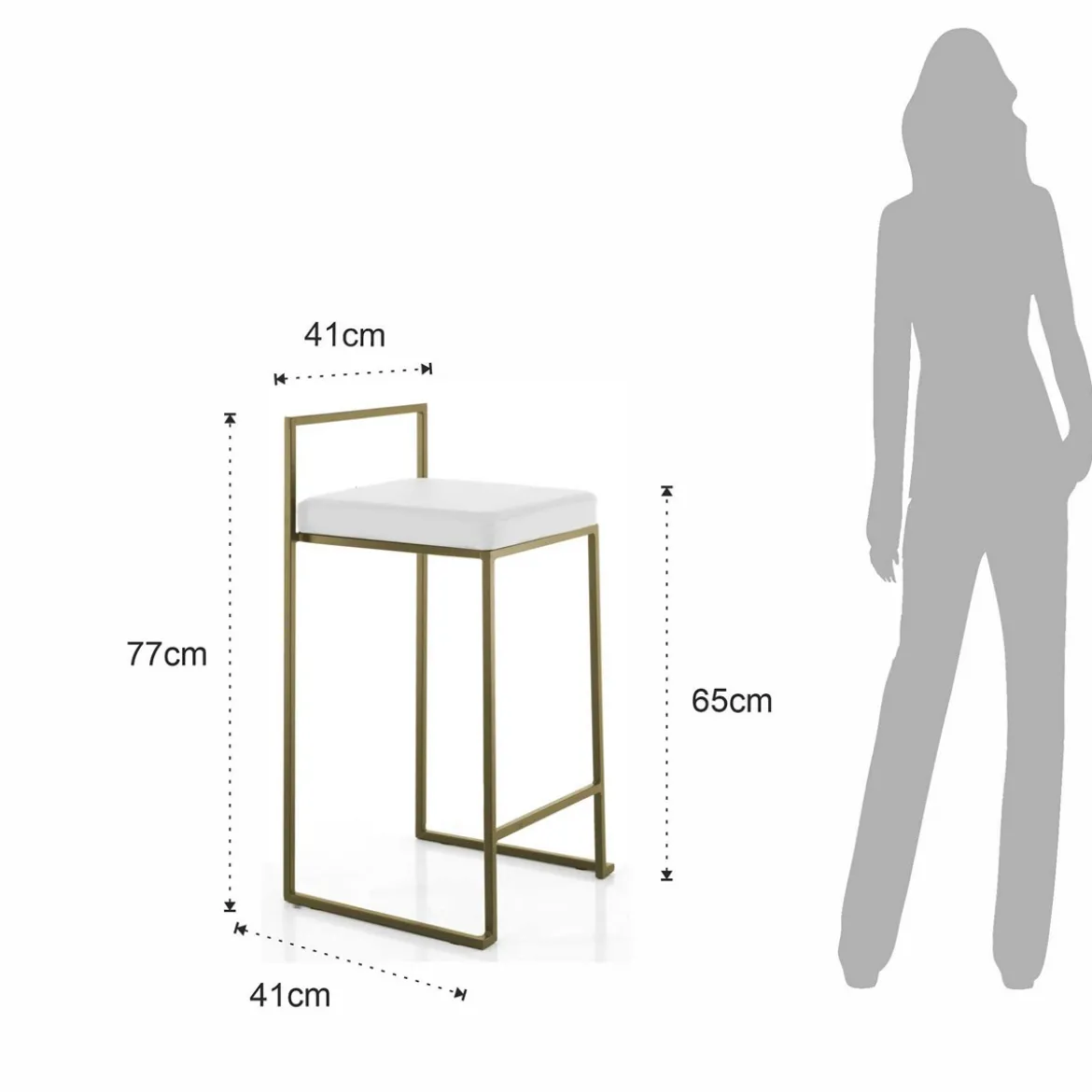 Dodo gold home sgabello pelle sintetica bianca struttura metallo colore oro opaco cm h77 l41 p41