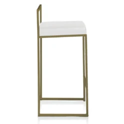 Dodo gold sgabello pelle sintetica bianca struttura metallo colore oro opaco cm.h88 l41 p41