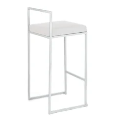 Dodo white sgabello in pelle sintetica e metallo colore bianco 41x41xh88