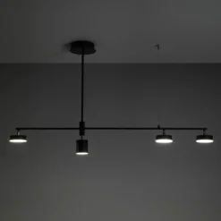 Domino black lampadario led in alluminio nero opaco con 3 luci direzionabili 120x10 h70 cm