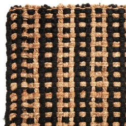 Doria tappeto bagno in juta colore naturale e nero finitura artigianale 60x110 cm