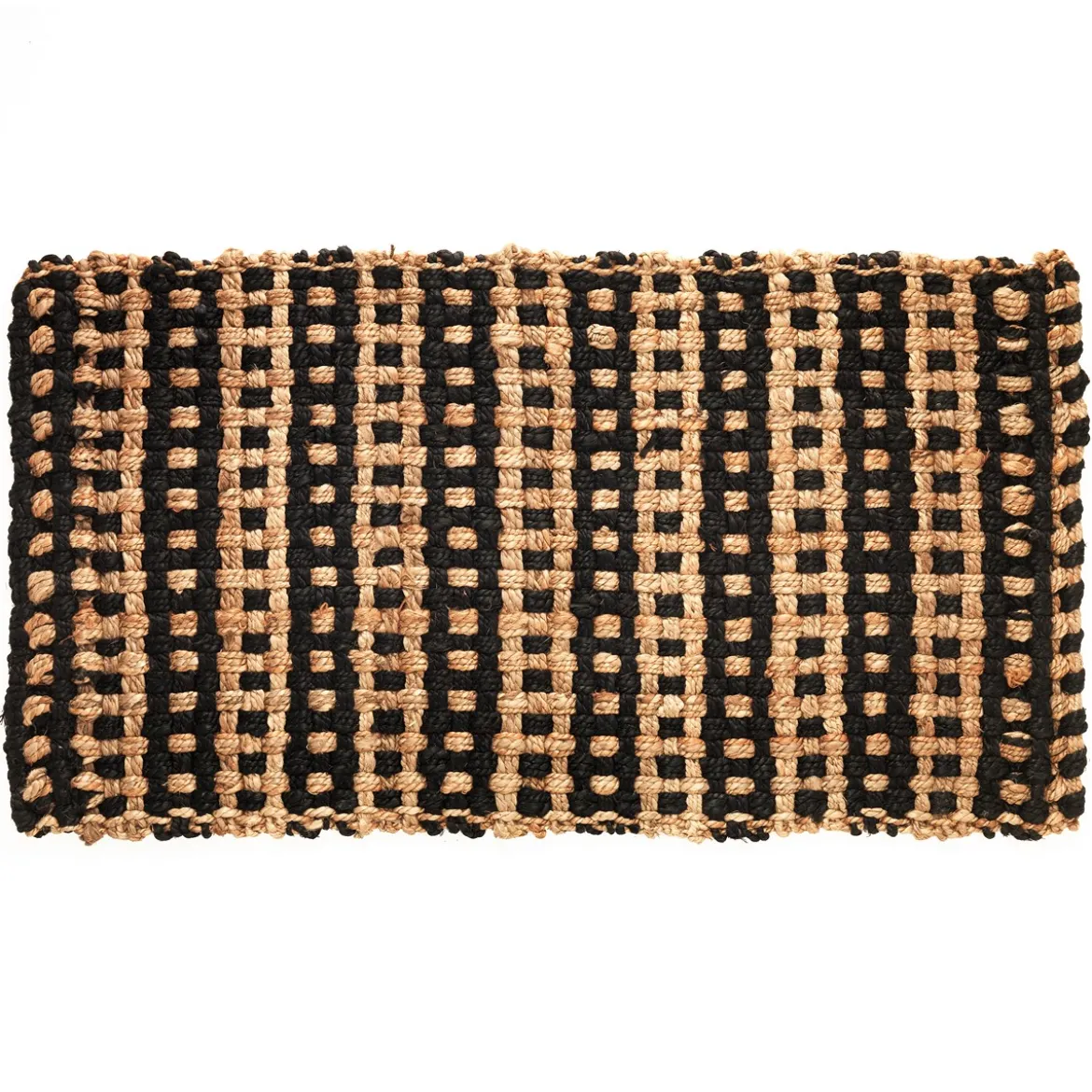 Doria tappeto bagno in juta colore naturale e nero finitura artigianale 60x110 cm