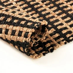 Doria tappeto corsia in juta colore naturale e nero lavorazione artigianale 60x180 cm