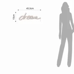 Dream scritta luminosa neon luce fredda alimentazione usb 45.5x15 cm