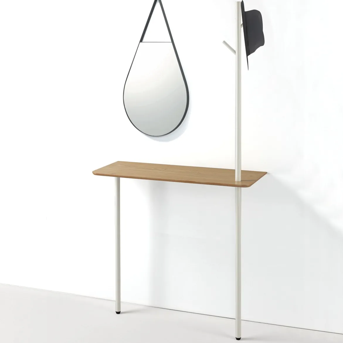 Drop evolution specchio da parete in acciaio verniciato antracite opaco 50x2.5 h90 cm