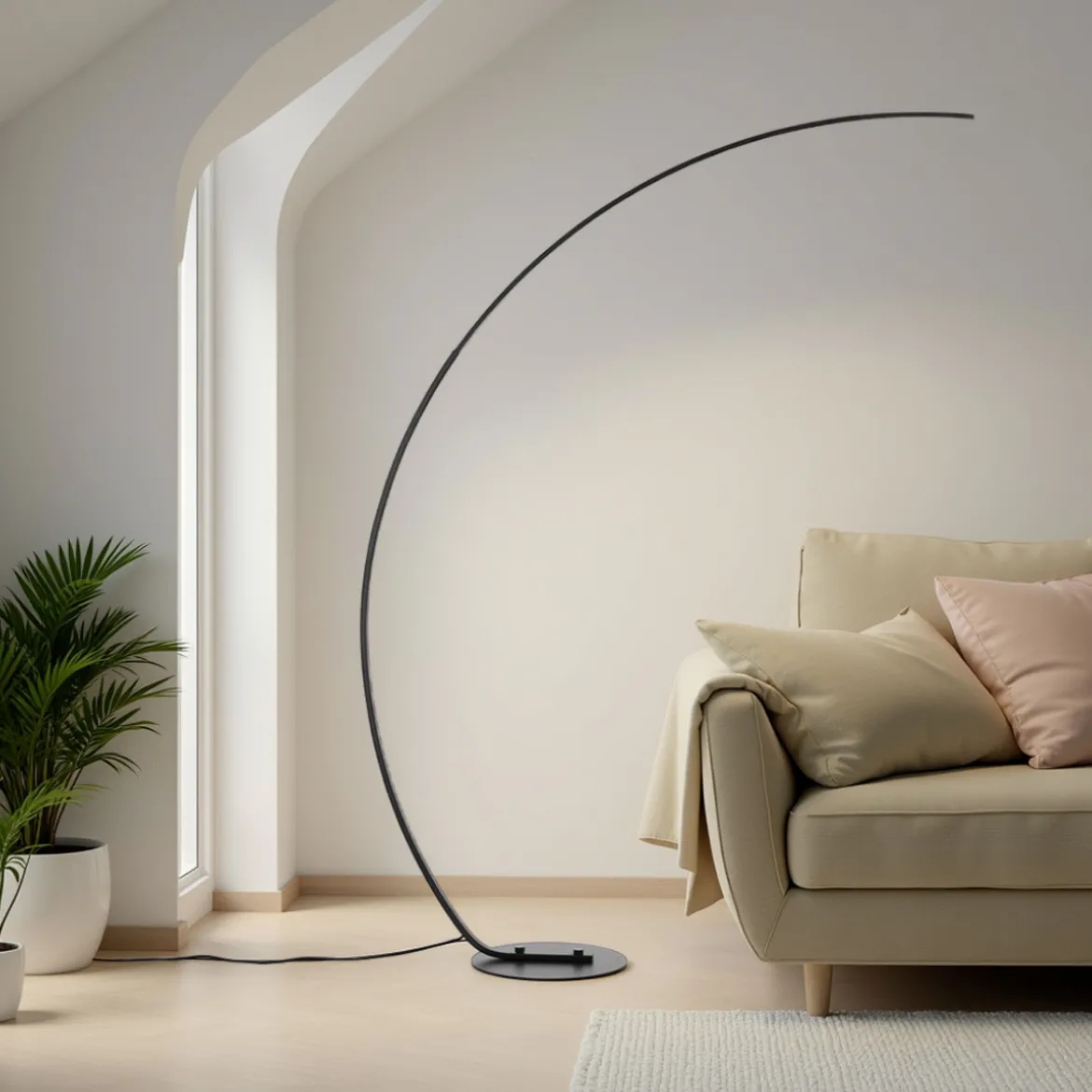 Drop lampada da terra led in alluminio nero opaco e acrilico bianco 130x32 h175 cm