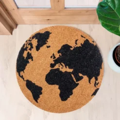 Earth zerbino rotondo in fibre di cocco con retro antiscivolo 50x50 cm
