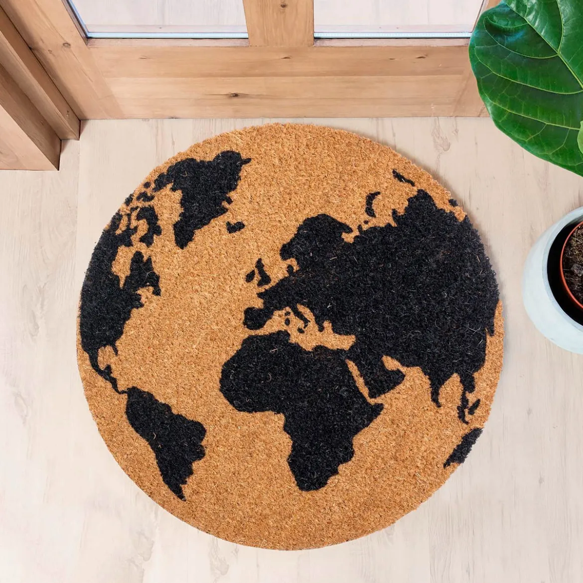 Earth zerbino rotondo in fibre di cocco con retro antiscivolo 50x50 cm