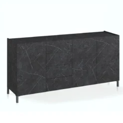 Eddy black marble madia grande finitura marmo nero opaco cm. h.84 l.174 p.40 made in italy