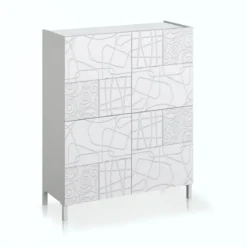 Eddy graphic mobile alto 4 ante serigrafate laccato bianco lucido 90x35xh110 cm