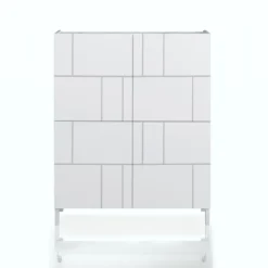 Eddy random mobile alto 4 ante serigrafate laccato bianco lucido 90x35xh110 cm