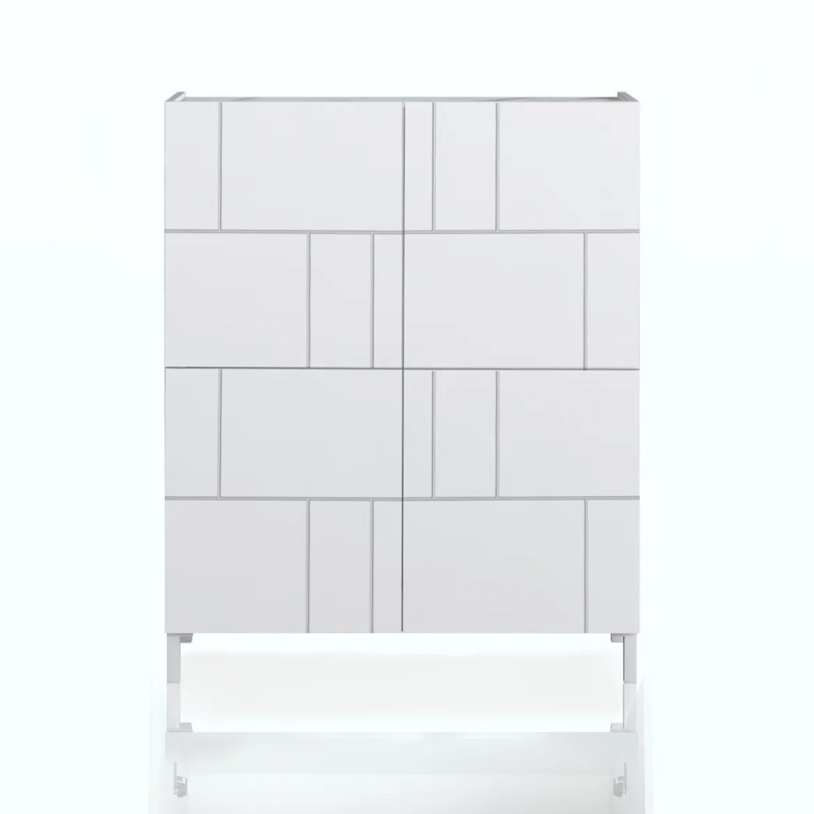 Eddy random mobile alto 4 ante serigrafate laccato bianco lucido 90x35xh110 cm