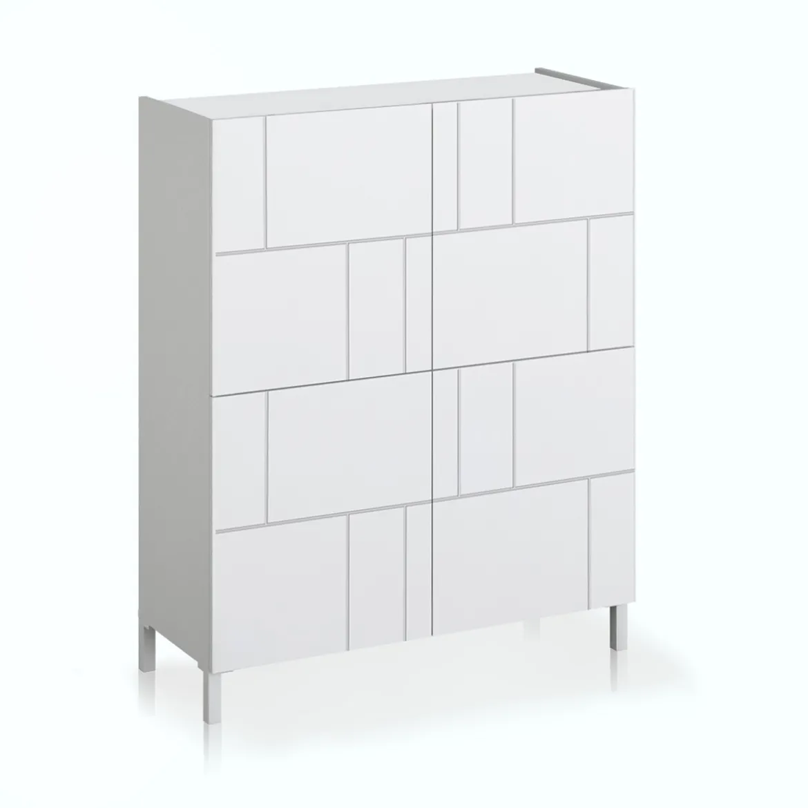Eddy random mobile alto 4 ante serigrafate laccato bianco lucido 90x35xh110 cm