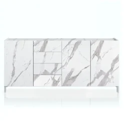 Eddy white marble madia grande finitura marmo bianco calacatta opaco cm. h.84 l.174 p.40 made in italy