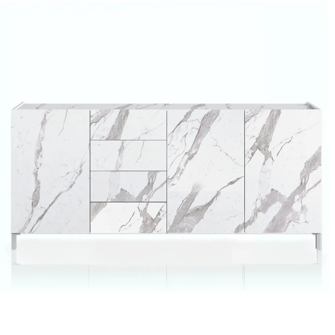 Eddy white marble madia grande finitura marmo bianco calacatta opaco cm. h.84 l.174 p.40 made in italy