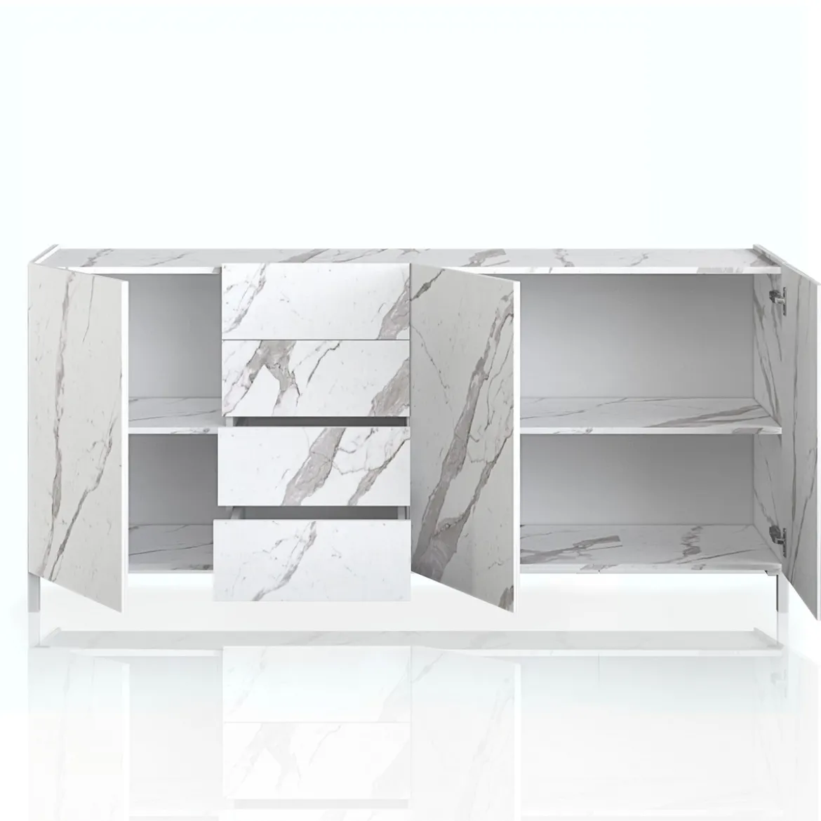 Eddy white marble madia grande finitura marmo bianco calacatta opaco cm. h.84 l.174 p.40 made in italy