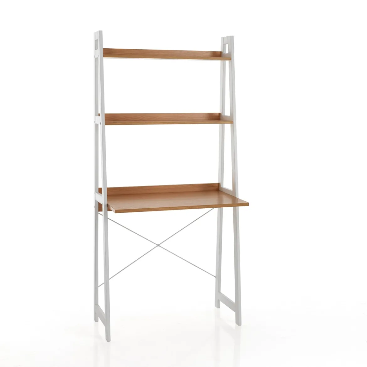 Edmond desk libreria computer laccata bianco opaco e finitura rovere 80x45xh170 cm
