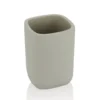 Elegant bicchiere portaspazzolini in ceramica colore tortora 7x7 h10 cm
