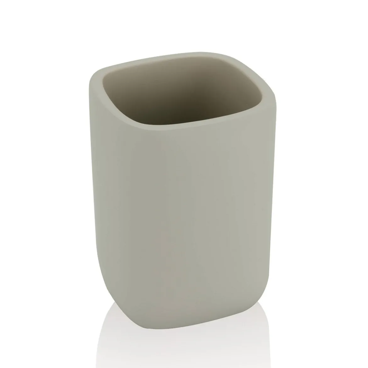 Elegant bicchiere portaspazzolini in ceramica colore tortora 7x7 h10 cm