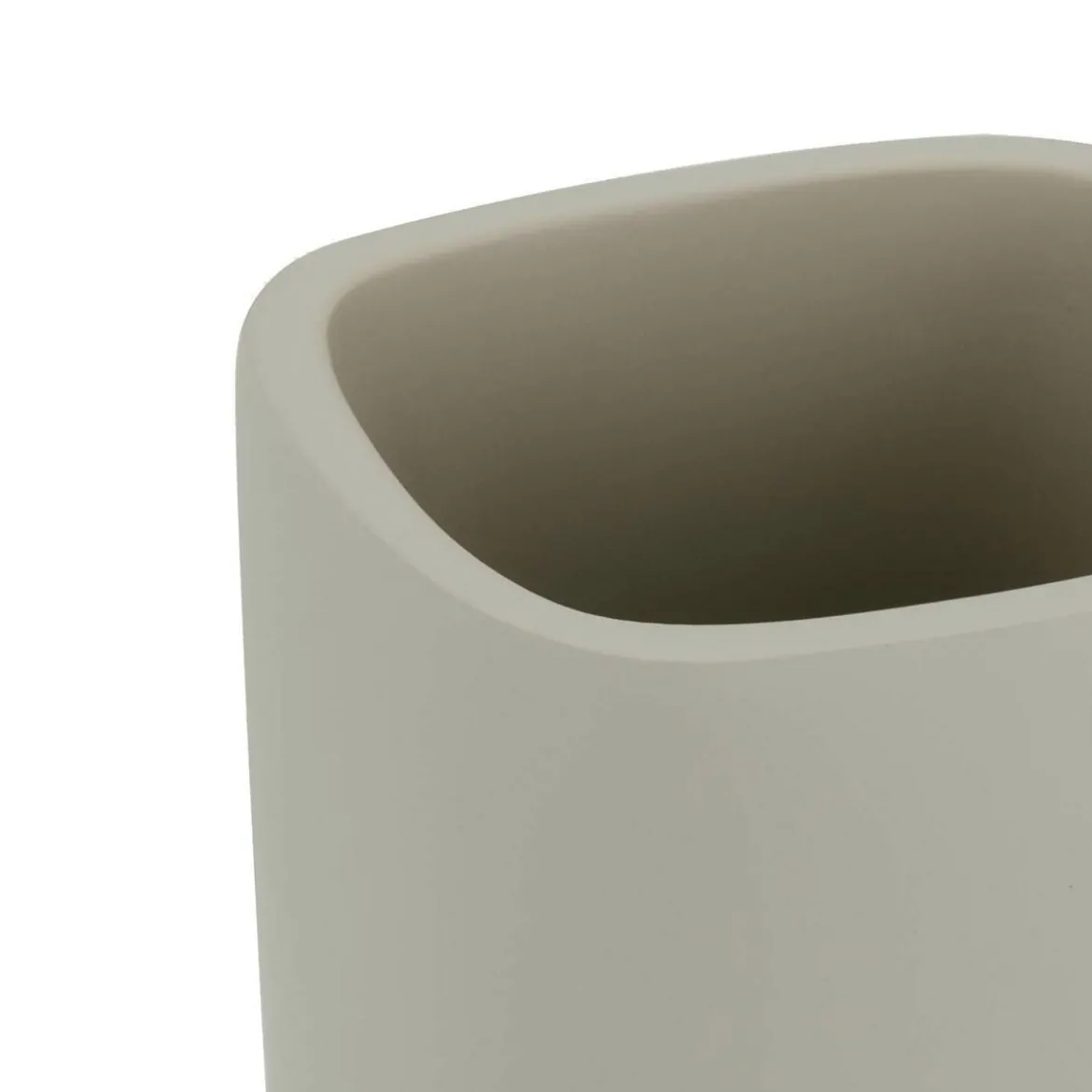 Elegant bicchiere portaspazzolini in ceramica colore tortora 7x7 h10 cm