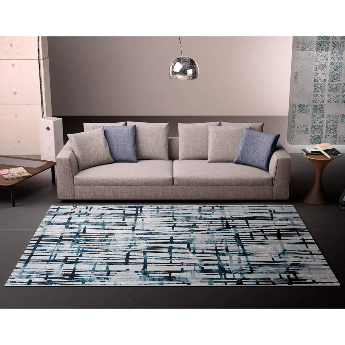 Elegant blue 07 tappeto 100% polipropilene cm 133 x 190