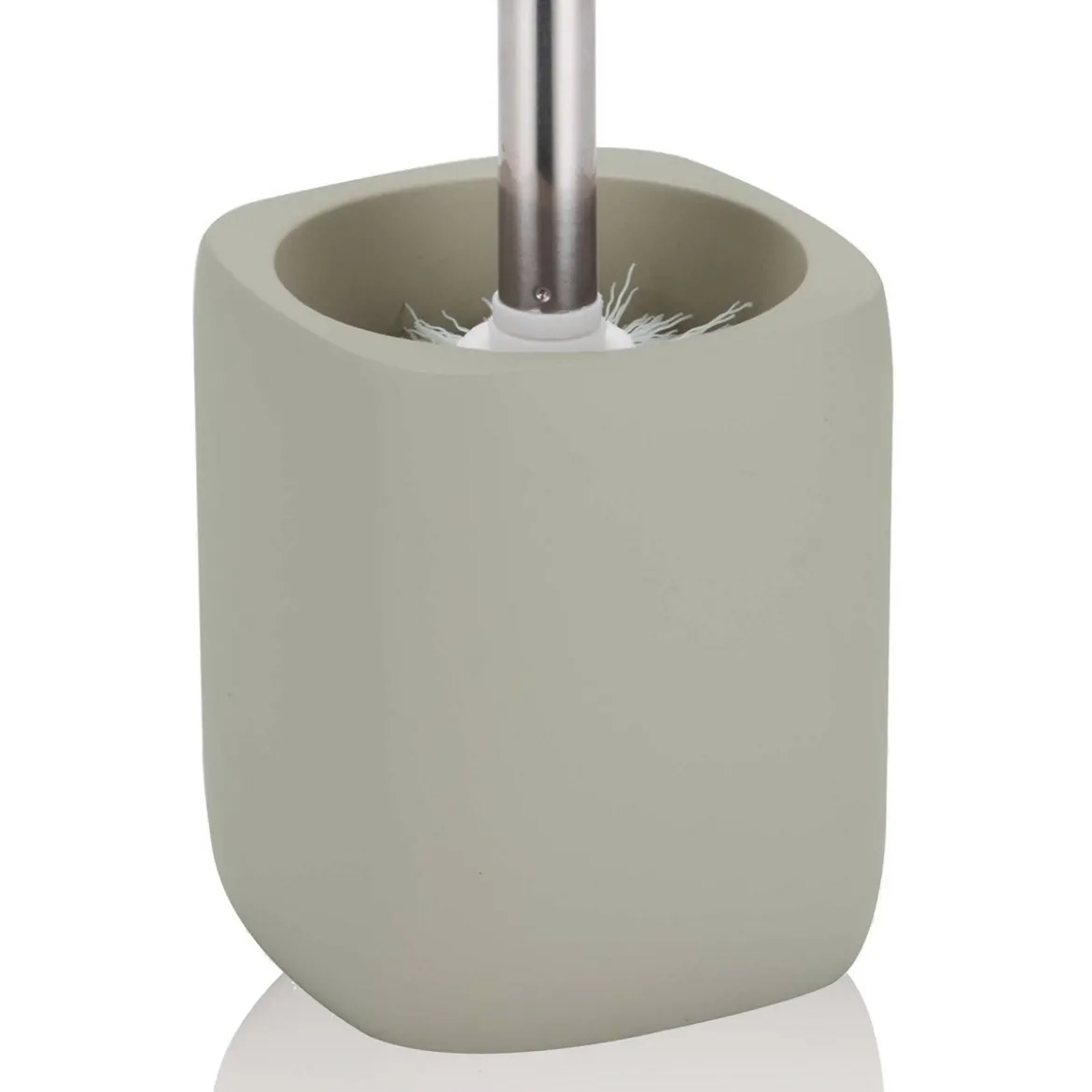 Elegant portaspazzolino toilette in ceramica colore tortora 10x10 h12/38 cm