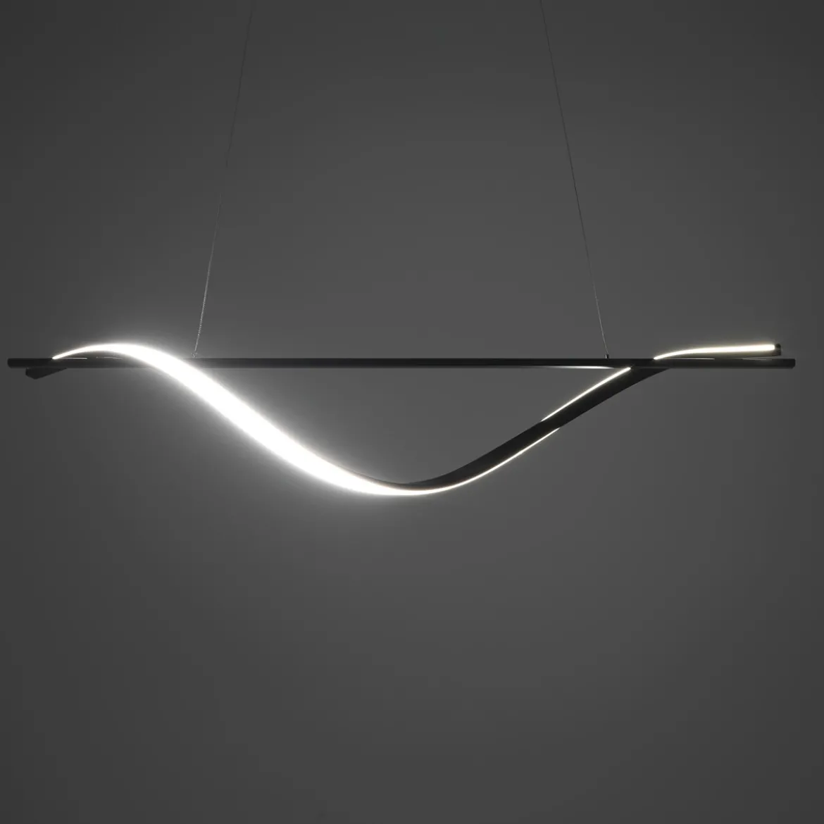 Elika lampadario led in alluminio nero opaco cavo regolabile 100x25 h16 cm