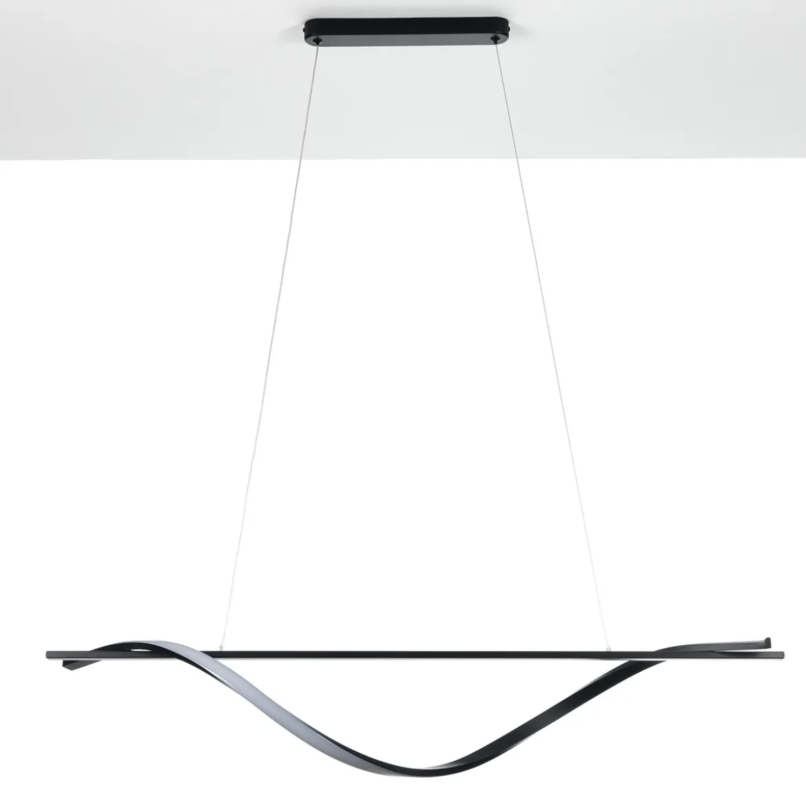 Elika lampadario led in alluminio nero opaco cavo regolabile 100x25 h16 cm