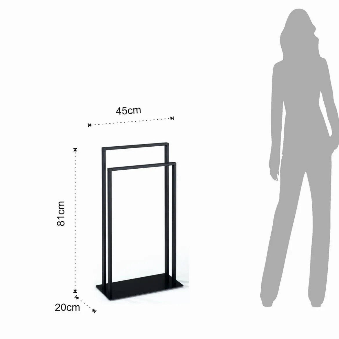 Emori colonna porta asciugamani in acciaio nero opaco 45x20xh81 cm
