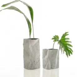 Erik-b vaso in ceramica effetto pietra colore grigio chiaro finitura opaca 16x16x30 cm