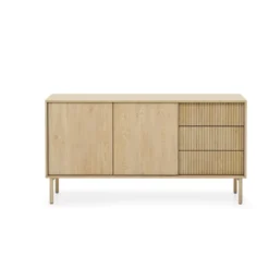 Ethel madia 2 ante 3 cassetti rovere dogato laminato gambe legno h79,8 l153,5 p39,5