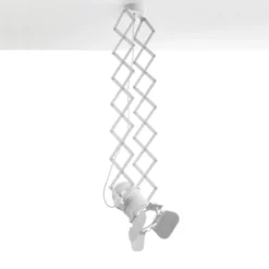 Extension white lampadario a pantografo in alluminio bianco opaco struttura estensibile e faro direzionale d12x22 cm