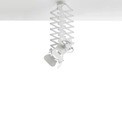 Extension white lampadario a pantografo in alluminio bianco opaco struttura estensibile e faro direzionale d12x22 cm