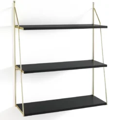 Fast big black mensola da parete nero opaco e oro opaco 60x20xh75 cm