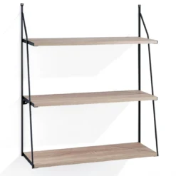 Fast big mensola da parete ripiani impiallacciato rovere 60x20xh75 cm