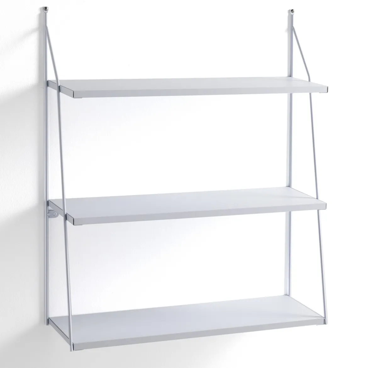Fast big white mensola da parete 3 pannelli legno bianco opaco e filo acciaio bianco 60x20xh75 cm