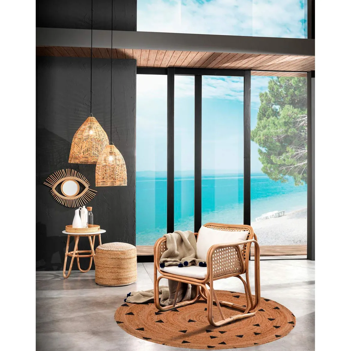Fest tappeto in juta colore naturale d. 120 h 05 cm