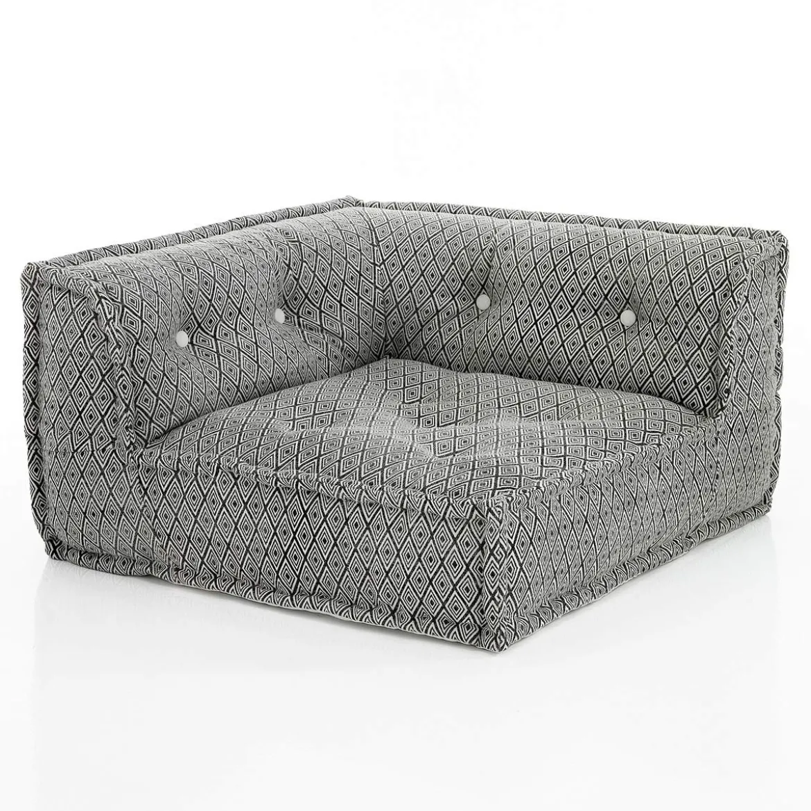 Fjulia-b divano 2 posti in rattan sbiancato rivestimento 100% cotone grigio scuro 160x80xh70 cm
