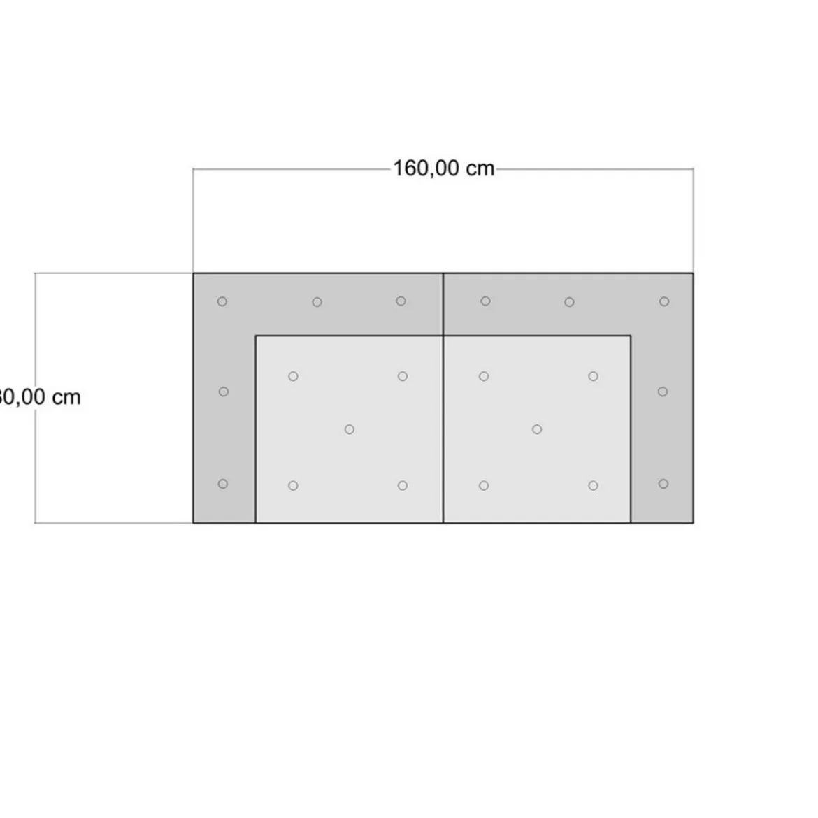 Fjulia-b divano 2 posti in rattan sbiancato rivestimento 100% cotone grigio scuro 160x80xh70 cm