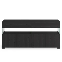 Float black wood madia 4 ante 2 cassetti finitura rovere nero e vetro 172x40xh81 cm