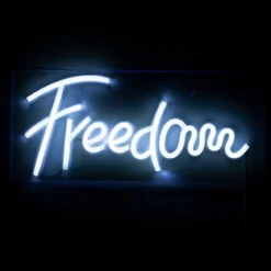 Freedom scritta luminosa neon luce fredda alimentazione usb 45x20 cm