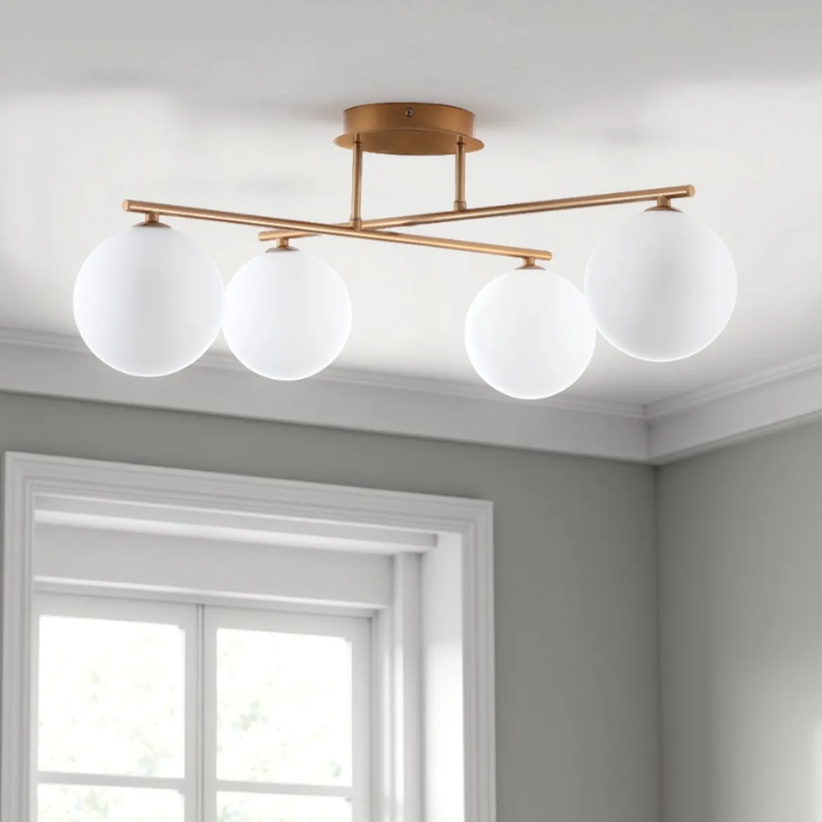 Galaxy gold lampadario metallo verniciato oro opaco metallizzato 60 x 60 h30
