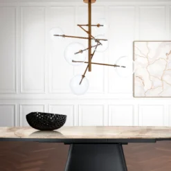 Galaxy lampadario in metallo verniciato ottone con sfere in vetro d80 h80 cm