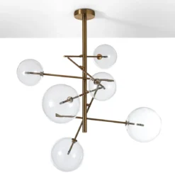 Galaxy lampadario in metallo verniciato ottone con sfere in vetro d80 h80 cm