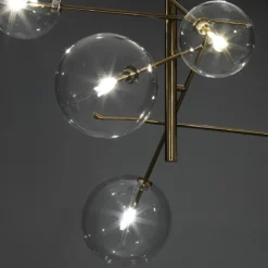 Galaxy lampadario in metallo verniciato ottone con sfere in vetro d80 h80 cm