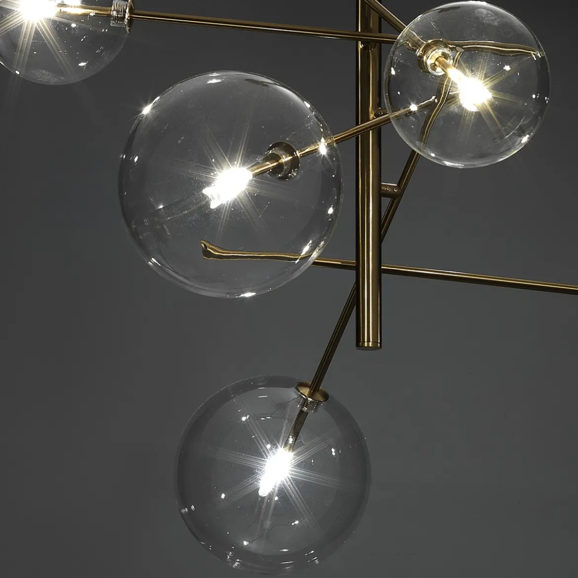 Galaxy lampadario in metallo verniciato ottone con sfere in vetro d80 h80 cm