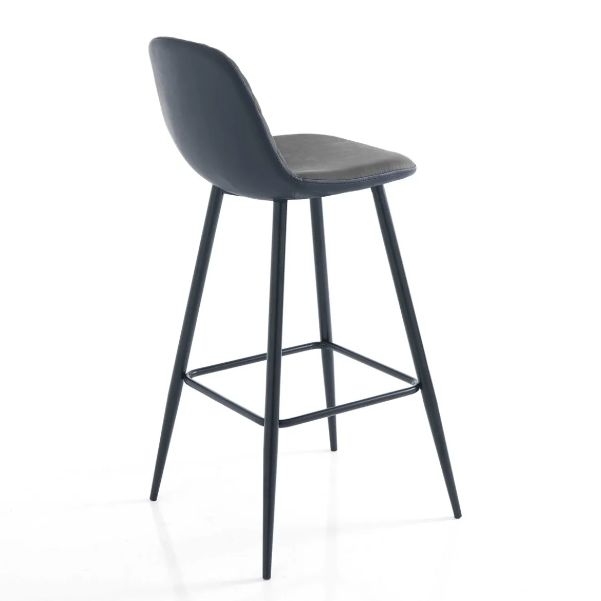 Gale grey sgabello in tessuto effetto velluto grigio invecchiato e pelle sintetica nera metallo nero opaco 42x50xh100 cm